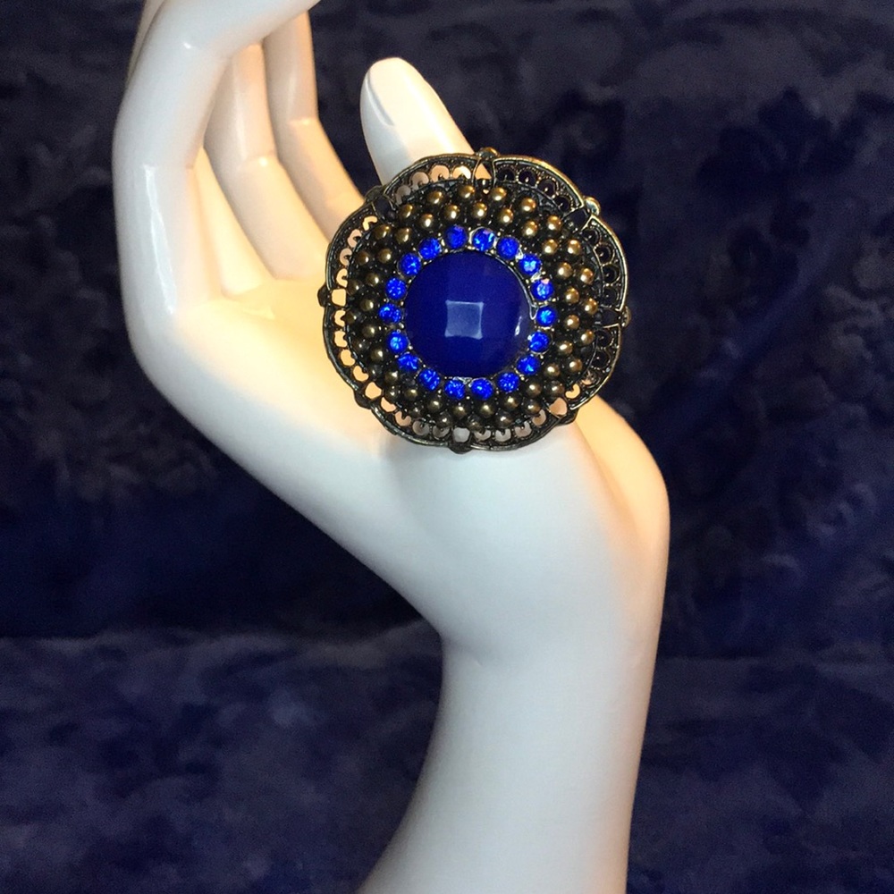 Ornate Blue Gem Ring